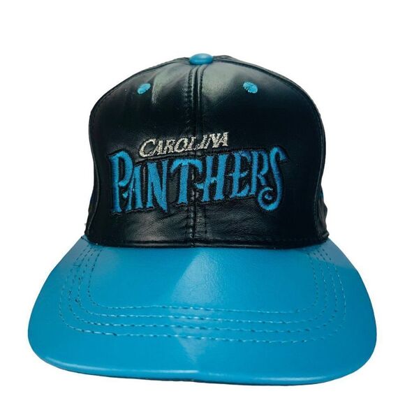 Vintage Modern Carolina Panthers 90's Leather Snapback Hat OS - Picture 1 of 6